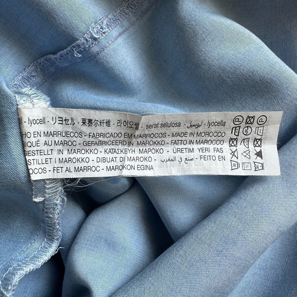 Women Dress ZARA Denim Blue Button Down Comfortable Fit Chambray Midi Robe Dress - Picture 10 of 10